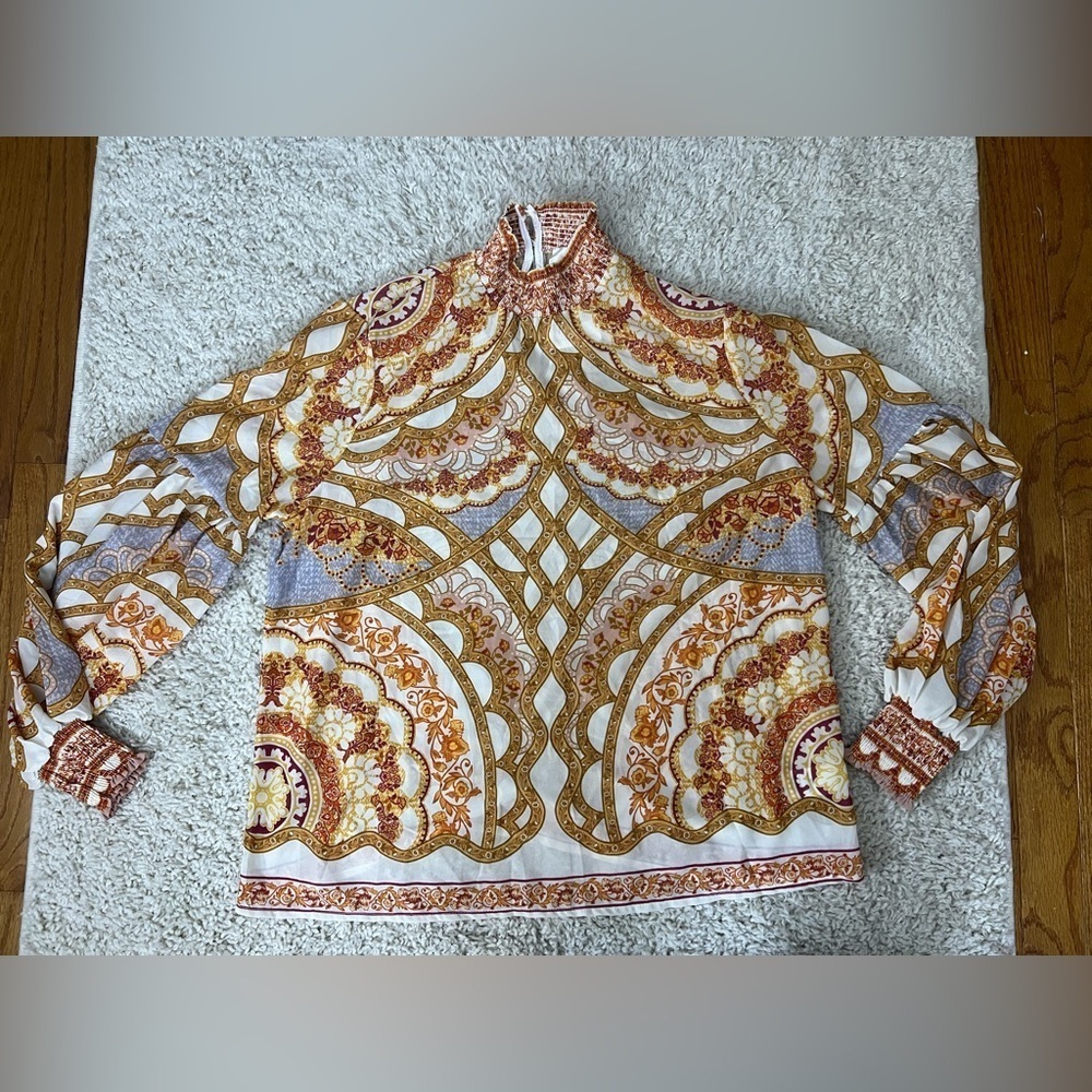 Women’s Size Large Perfectly Priscilla Forever Yours Print Top NWT